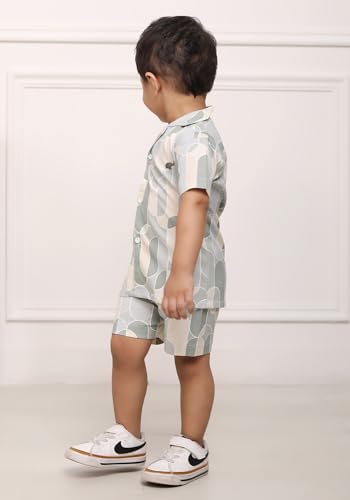Image of POLKA TOTS Cotton Half Sleeves Shirt With Shorts, All Over Print Cord Set for Baby Boy Kids