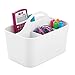 mDesign Office Supplies Desk Organizer Tote for Scissors, Pens, Pencils, Notepads - Small, White