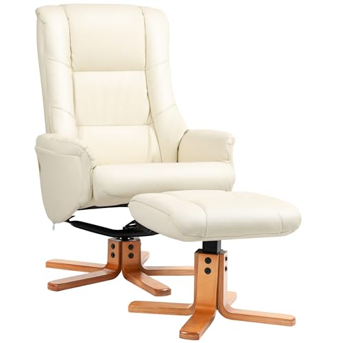 HOMCOM Relaxsessel mit Hocker, Fernsehsessel mit Liegefunktion, Wippfunktion TV Sessel für Wohnzimmer, Schlafzimmer, Kunstleder, Cremeweiß HOMCOM Relaxsessel mit Hocker, Fernsehsessel mit Liegefunktion, Wippfunktion TV Sessel für Wohnzimmer, Schlafzimmer, Kunstleder, Cremeweiß
