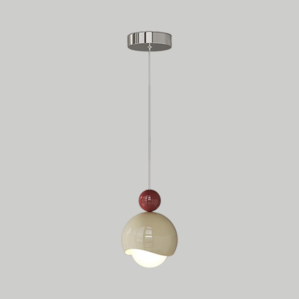 Lámpara colgante de cabecera de globo metálica crema con LED de 10W y 3 modos de color de luz