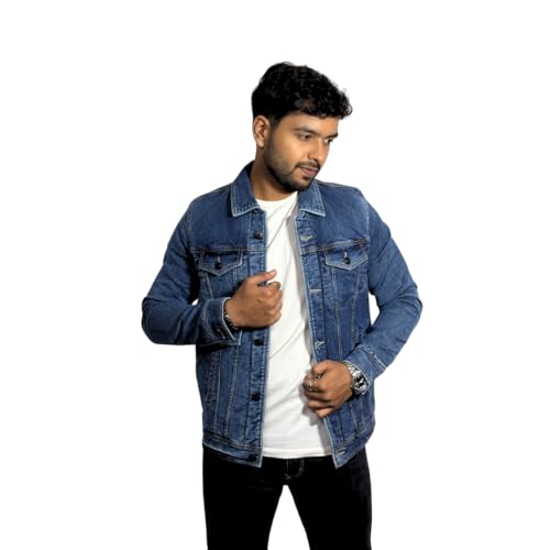 Image of TIME CIRCLE Winter Jackets, Denim Fabric Jackets Designer Full Sleeve Winter Wear Solid Jacket, Button Closer 6 Pocket (4 Outside 2 Inside)