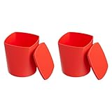 Wlinfetity Taza de silicona con tapa para freidoras de aire y microondas, resistente al calor hasta 230 °C, a prueba de golpes, portátil, paquete de 2 (rojo/negro)