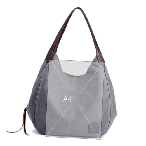 Sac à bandoulière vintage toile femme grand sac de maternité gris