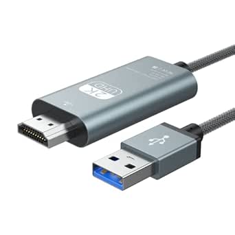 USB To HDMI Cable, Built-in Drivers, 6.6FT USB 3.0 To HDMI Male Cable HD 1080P Monitor Converter Cord With Audio For Desktop, Laptop, Monitor