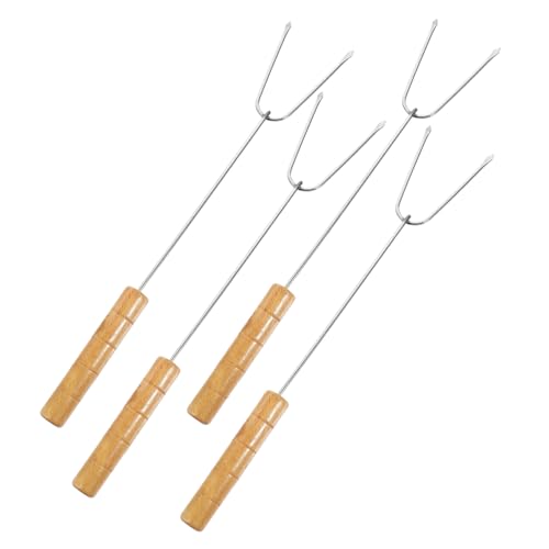 Toyvian 4pezzi Spiedini in Acciaio Inox Per Barbecue Spiedo Con Manico in Legno Spiedini Per Grigliate Bastoncini Per Barbecue Adatti Per Carne Verdura Frutta