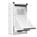Decormax Dog Door for Wall, Steel Dog Door with Telescoping Tunnel, Weatherproof Pet Door with Two Sliding Lock Panels and Magnetic Flaps, Easy to Install, White, X-Large