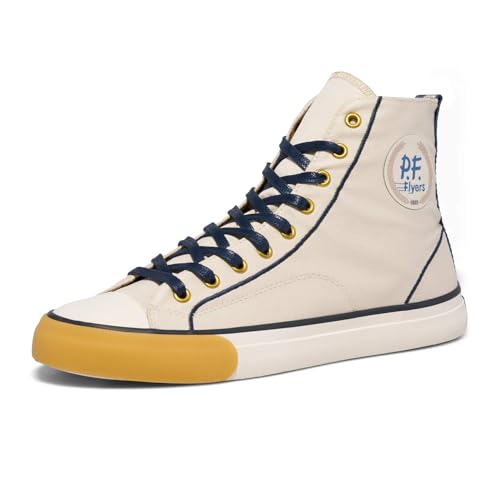 P.F. Flyers All-American Sand and Sapphire High Top Sneakers for Men and Women Original Canvas Casual Sneaker Unisex