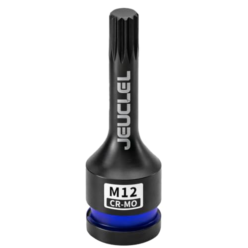 JEUCLEL M12 Triple Square Impact Spline Bit Socket, 12mm 1-2 Drive Socket
