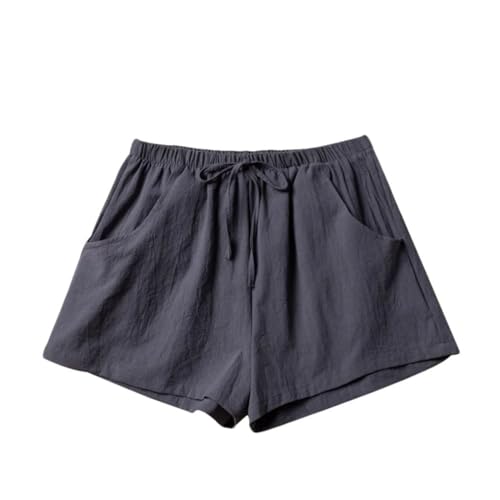 Short décontracté en lin pour femme taille haute en coton respirant taille L