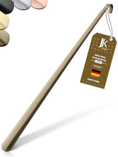 JK Trade® Calzador de acero inoxidable estable de 72 cm, largo de 2 mm, de metal pulido, largo para pie, rápido y fácil, longitud y ancho optimizados, cuerno para zapatos, negocios, colgable