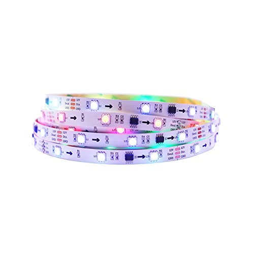 LOAMLIN WS2811 RGB IC LED Strip 16.4ft 30LEDs/m Addressable Dream Color Flexible Pixel Light 10Pixels/m Programmable Digital LED,DC12V IP30 Non-Waterproof White PCB for DIY Project,Home Decoration by LOAMLIN - Used condition - US$7.49