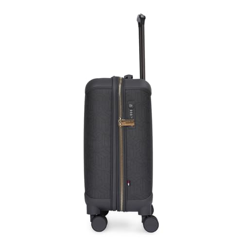 Image of Tommy Hilfiger Jazz Mid Soft Luggage - Grey |Check-in Trolley Bag with TSA Lock | 360 Spinner Double Wheels | Telescopic Handle | Expandable | Polyester Shell Suitcase | 76L Capacity | 67cm