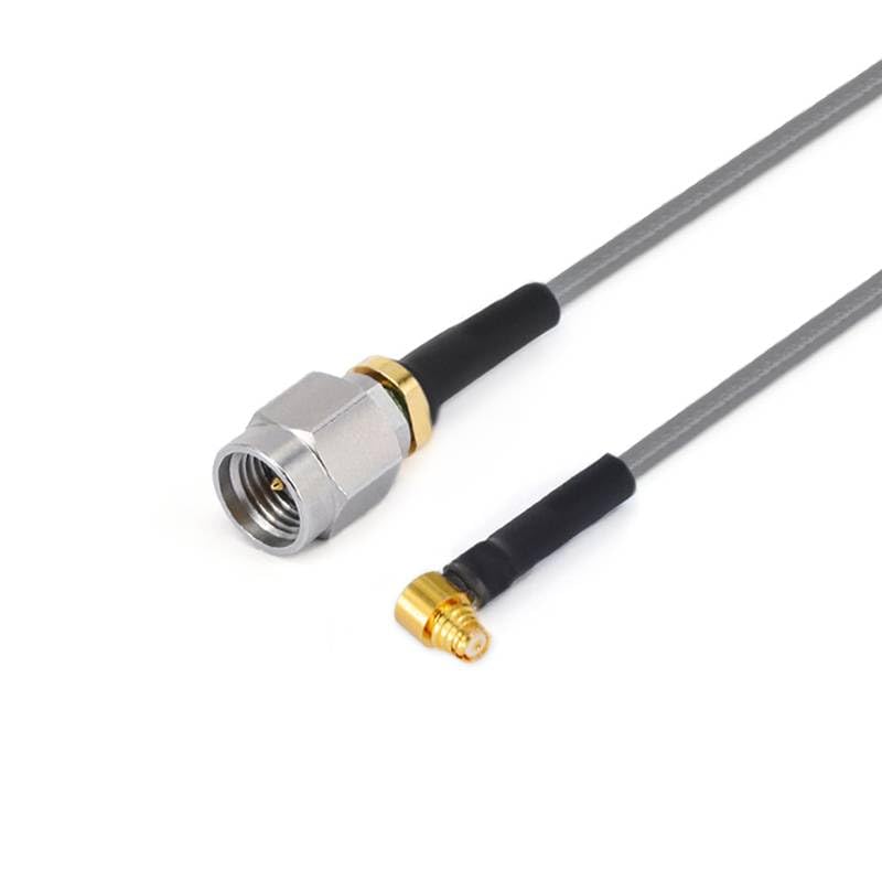 RF Cable Assembly, 2.92mm Male to GPO (SMP) Female Right Angle, 40GHz, Low Loss Phase Stable (100 mm)