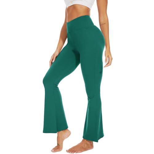 Sundwudu Black Flare Yoga Pants for Women - Soft High Waist Bootcut Leggings Tall & Long Bootleg Pants for Women