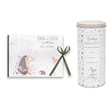 Baby Milestone Journal/Diary & Keepsake Tin Capsule with Babies Firsts Memories, Growth Chart, Mini Album - Newborn Christening Baby Shower New Parents Gift Set Memory Record Book
