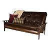 Kodiak tucson queen futon frame and mattress set wood futon with mattress included in java brown color faux leather mattress  urban country home decor