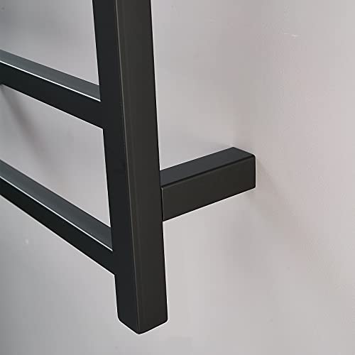 Toallero eléctrico de baño, Calentador de Toallas de Pared de 6 Barras con Temporizador y Control de Temperatura, radiador de Acero Inoxidable 304, 60 x 45 x 12 cm, Negro, con(Black-Plug In)