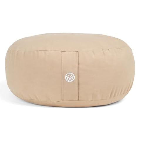 MYLILY Poduszka do jogi poduszka do medytacji – okrągła poduszka do jogi, Ø 29 cm, płaska 10 cm, lekka 255 g, poduszka do siedzenia, podłoga z poszewką bawełnianą nadającą się do prania, wegańska