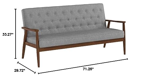Baxton Studio Sorrento Mid-Century Retro Modern Fabric Upholstered Wooden 3-Seater Sofa, Grey 70.59 X 29.45 X 32.96 #TOP2