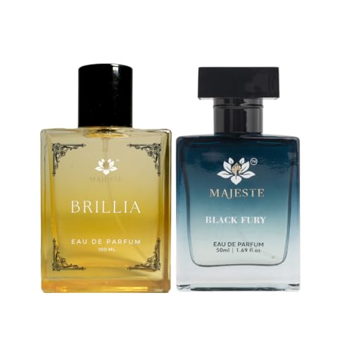 Image of Brillia & Black Fury Perfume Pack of 2 | Luxury Long-Lasting | Unisex Perfume | Everyday Fragrance Set with Distinct Aromas | Brillia 100ml & Black Fury 50ml