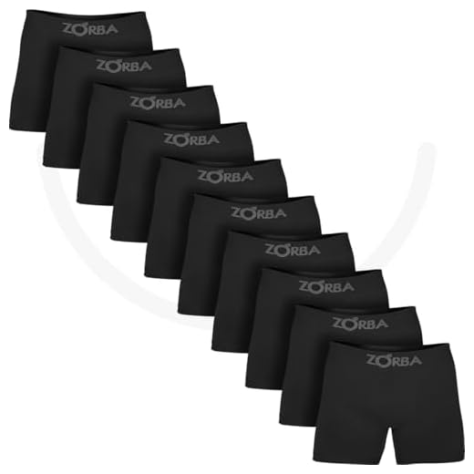 Kit com 10 Cuecas Zorba Boxer Algodão Sem Costura 781 Preto - GG