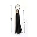 Handmade Leather Tassel Keychain Earrings - Dual Use Bag Charm Accessory for Women, Genuine Cowhide with Alloy Hook (Black)