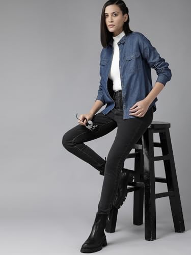 Image of Women Denim Shirt, Women Shirt, Regular Wear Shirt, Casual Shirt, Denim Shirt,Office Wear Casual Shirt, Shirt, Denim Shirt for Women.
