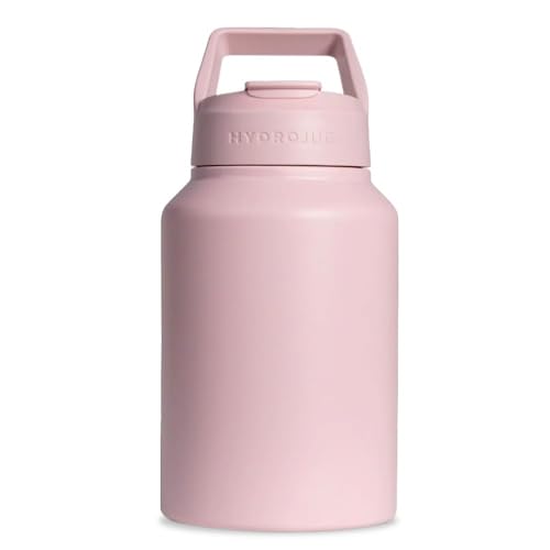 HydroJug Sport - Stainless Steel Tumbler with Straw, Vacuum Insulated, 64oz Leakproof Water Bottle, Ergonomic Design, Reusable, Dishwasher Safe, Rubber Base, Durable for Gym or Outdoors, Pink Sand