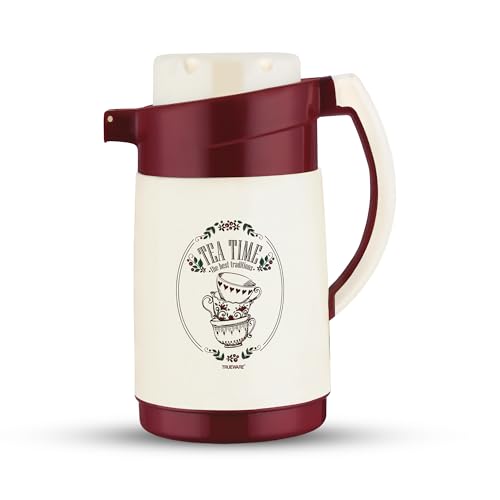 Image of Trueware Aqua Jug Insulated Flask -1000 Ml | Insulated Tea Pot Kettle Inner Steel Outer Plastic | Hot & Cold | Food Grade Plastic | Lightweight BPA-Free | Wide Mouth Design | Ideal for Office, Travel