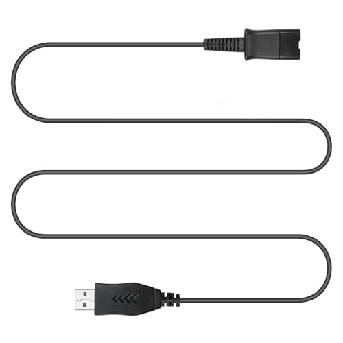 QD Headset Adapter to USB Cable, QD Connector to USB-A Plug Cord for Plantronics Quick Disconnect Wired Headset Compatible with Computer Laptop PC Desktop Mac UC Skype Lync Softphone Windows Linux