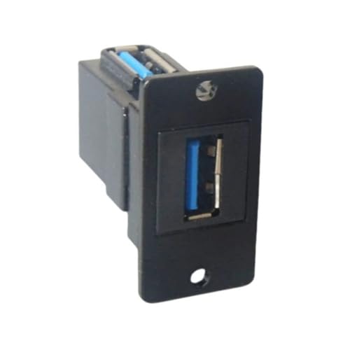 USB 3.0 Panel Mount Two Port Socket Fast Speed ​​5Gbit / S Transferencia de datos Instalación sin herramientas para PC Portátil Reproductor multimedia Negro Panel USB Conector