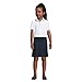 Lands' End Uniform Girls Piped Broadcloth Peter Pan Blouse White/Rich Red Kids 7