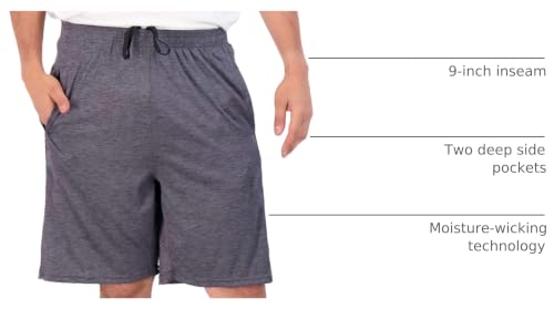 Image of Real Essentials Men's 5 Pack: 9 inch Dry-Fit Shorts - Athletic Gym, Workout, Basketball, Running, Casual Lounge Active Pockets