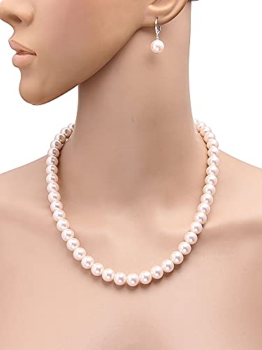 Taruna Biyani Baby Pink Imitation Pearl 10mm Bead Size Strand Necklace Mala Set for Women (PS113) - Image 3