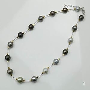 Amazon | 黒蝶真珠 パール ネックレス 黒真珠 マルチカラー デザイン