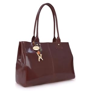 Damen Leder Schultertasche – Handtasche Tote Bag Groß – Arbeitstasche für Notizbuch A4 – KENSINGTON