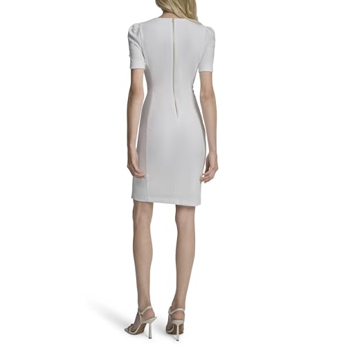 Image of DKNY Women's Short Tulip Sleeve Sheath Dress with Button Detail