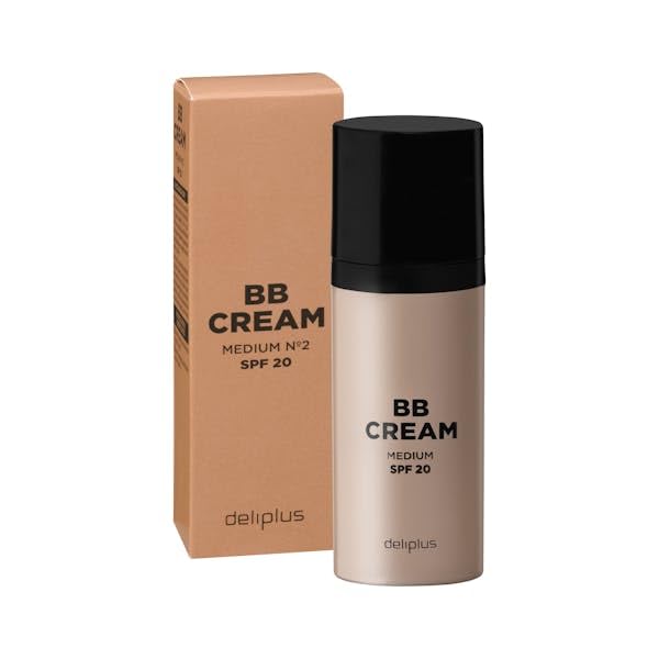 BB Cream Deliplus Factor Crème solaire FPS 20 [couleur 02 moyenne] [Flacon 50 ml] Une couleur, hydratation et protection solaire