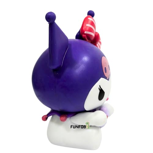 Image of FUNFOB Kuromi Action Figure Height -7.5cm Collectible Figurine PVC Multicolour | Kuromi Purple White with Flower