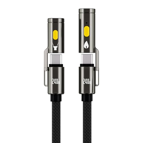 Tobetravel 240W USB C Cable, 3.9 Feet Nylon Braided 480Mbps Data Transfer, with LED Flashlight and Lgniter, Fast Charging for MacBook, iPhone 16 15 Pro Max, iPad, Galaxy S24 S23 and More - image 1