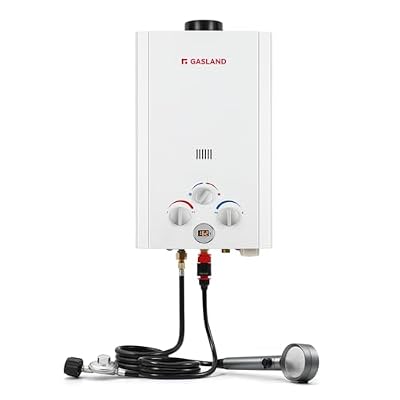 GASLAND Tankless Water Heater Propane 10L 2.64GPM Outdoor Propane Shower for Camping & Off Grid, 68,000BTU, Digital Display