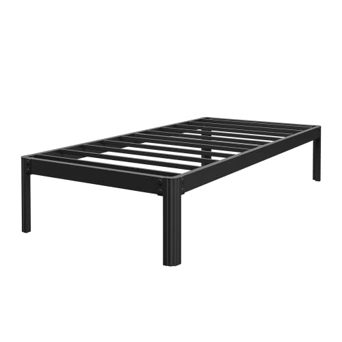 Comasach 14 Inch Twin Xl Bed Frame With Round Corner And Cylinder-Shaped Leg, Support 3000 Lbs Heavy Duty Non-Slip Metal Platform Bed Frames No Box Spring Needed, Noise-Free Mattress Foundation, Black #TOP6