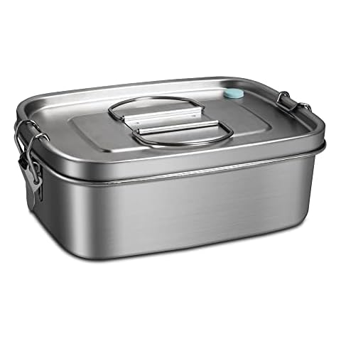 Afranti Stainless Steel Bento Lunch Box, Leak-Proof Bento Box for Kids & Adults 1100ml Stainless Lunch Container for Sandwich, Pasta and Fruit, Perfect for Work or School Lunch Cover