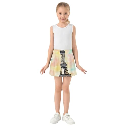 Toddlers Tennis Skirts Paris Eiffel Tower Pastel Athletic Shorts Girls Skorts Custom Cheer Skirt 4t3