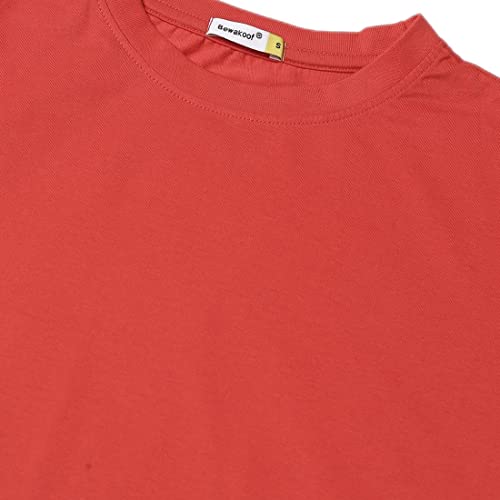 Image of Bewakoof Women's Solid 100% Cotton T-Shirt - Oversized Fit, Round Neck, Half Sleeves