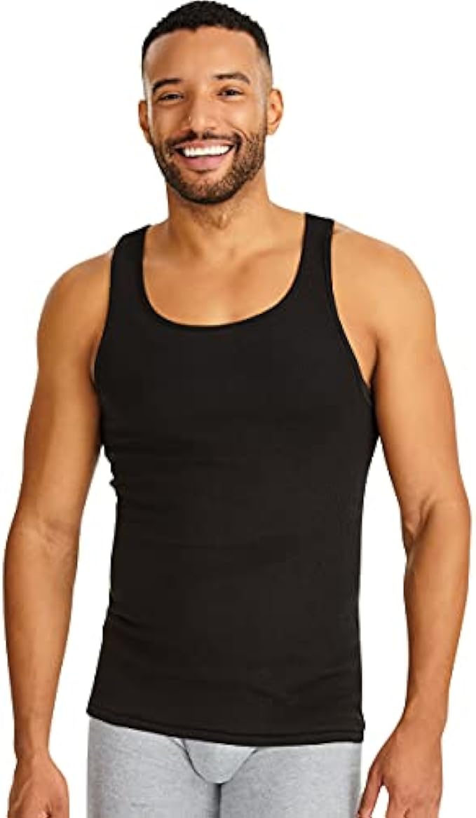 Hanes Ultimate Men's Dyed Tank (Black/Grey)