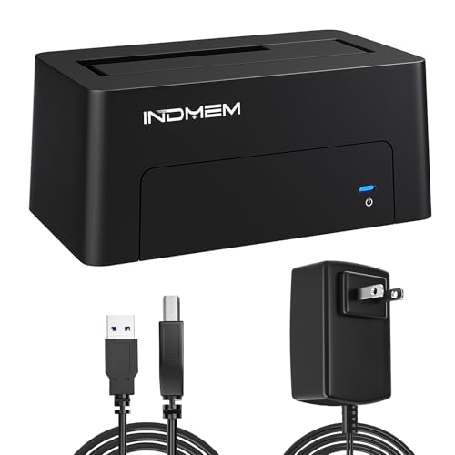 INDMEM SAS to USB 3.0 Adapter, SAS/SATA Hard Drive Enclosure Reader Converter Docking Station for 2.5/3.5 inch Server HDD SSD with 12V/2A Power Adapter,Support up to 24TB(New Upgrade)