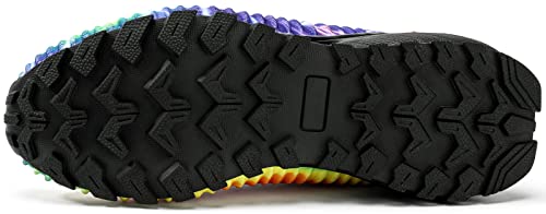 Ikunka Men's Fashion Sneakers Lightweight Breathable Walking Shoes Tennis Cross Training Shoe Non Slip Trail Running Shoes（Rainbow 15） #TOP4