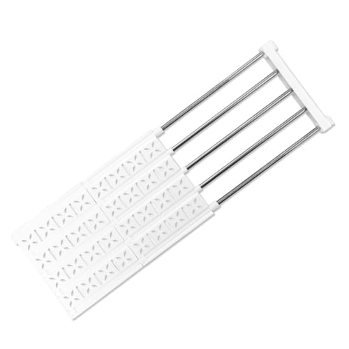 Ciieeo Wardrobe Rack Shelf Telescopic Partition for Home (56-73cm) Easy Install or Glue Steel Tube Anti-Slip Pad