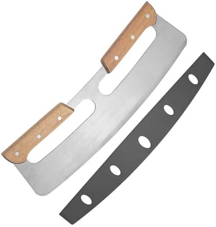 stainless steel pizza cutter with cover Non-Stick Pizza Cutter pizza cutter rocker 14 inch (Double wooden handle)